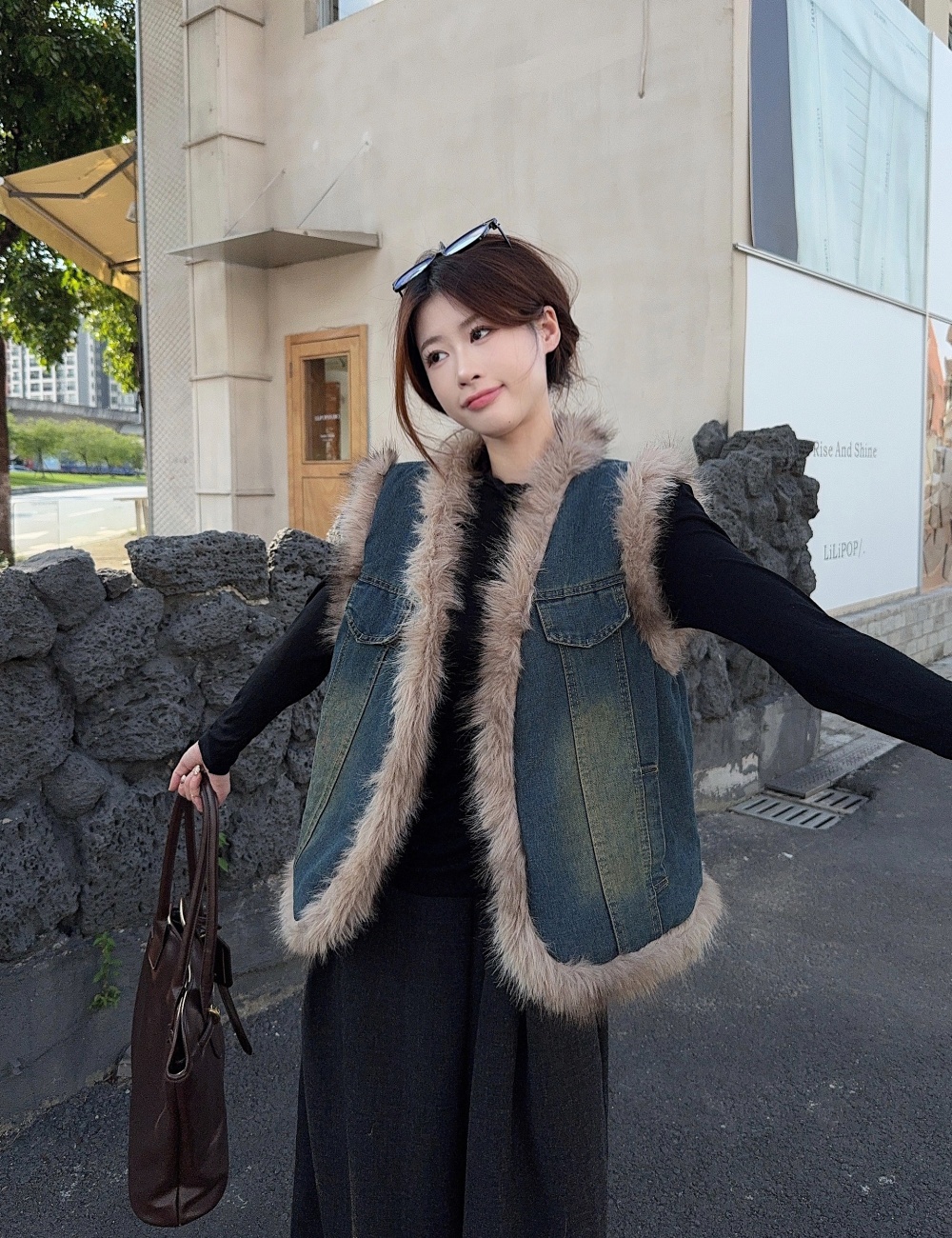 Autumn sleeveless temperament coat retro splice waistcoat