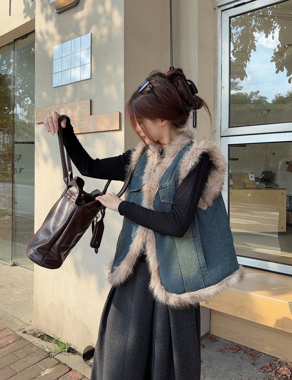 Autumn sleeveless temperament coat retro splice waistcoat