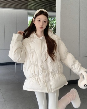 Beige winter loose thermal thick retro cotton coat