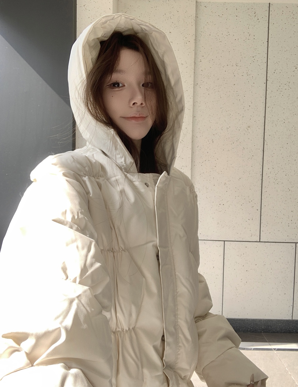 Beige winter loose thermal thick retro cotton coat