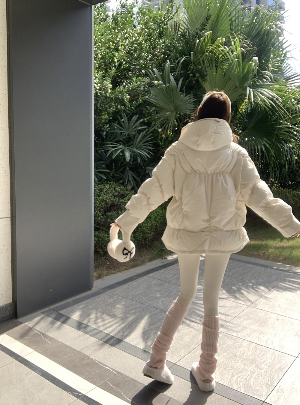 Beige winter loose thermal thick retro cotton coat