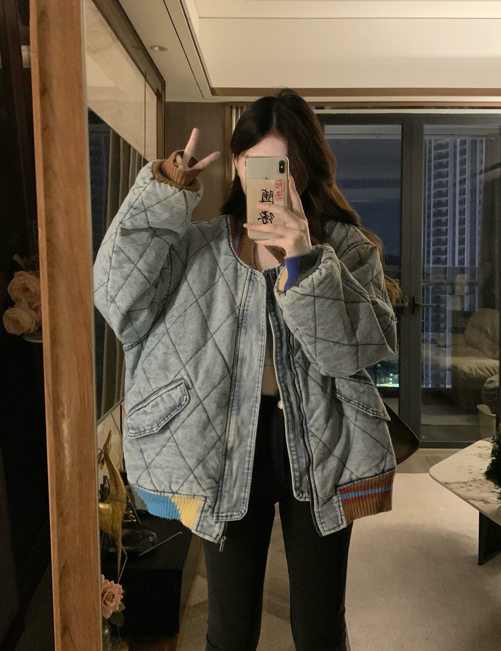 Splice Western style quilted cotton coat fashion loose coat