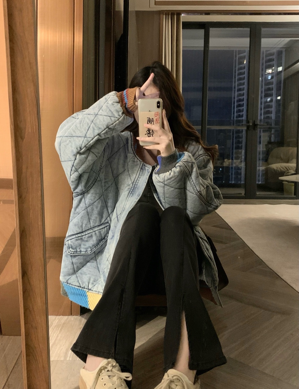 Splice Western style quilted cotton coat fashion loose coat