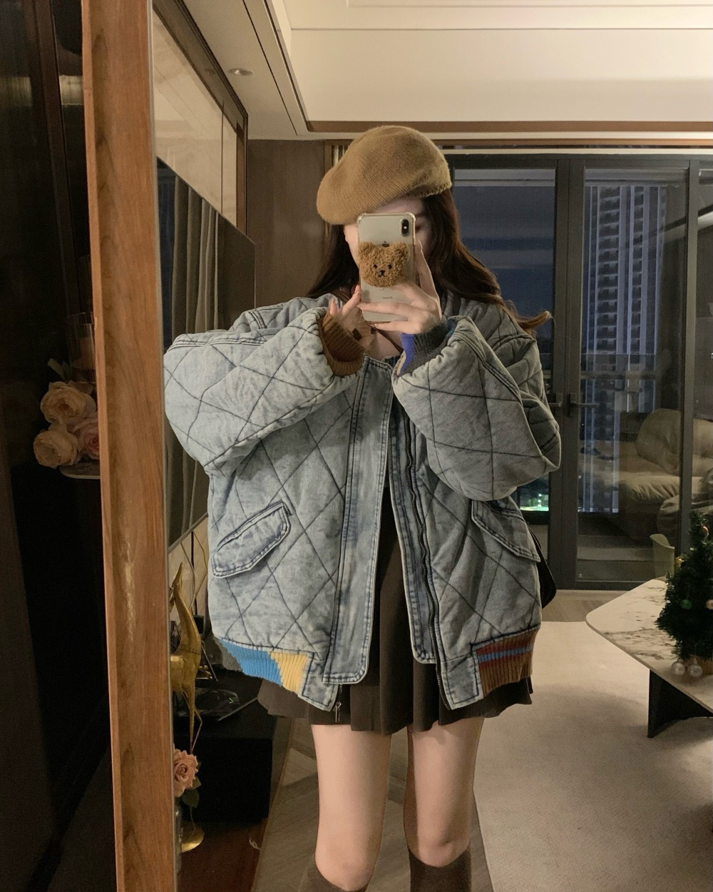 Splice Western style quilted cotton coat fashion loose coat