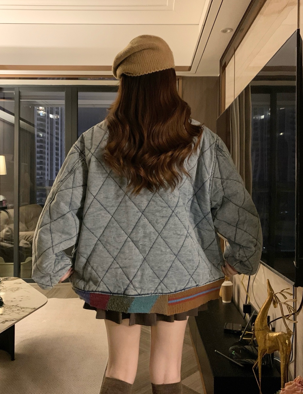 Splice Western style quilted cotton coat fashion loose coat