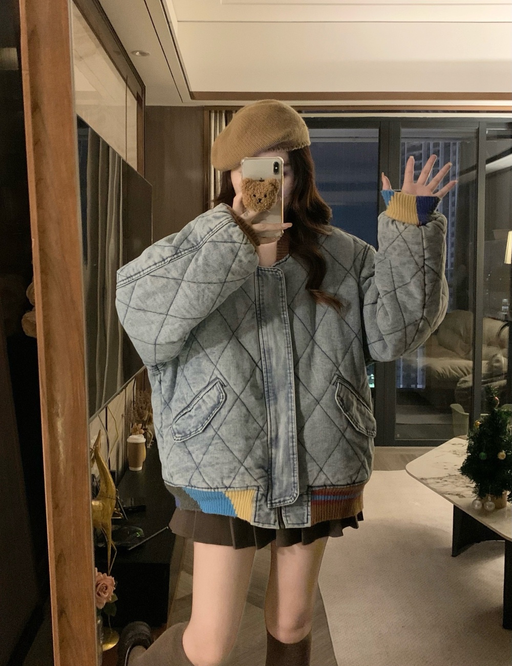 Splice Western style quilted cotton coat fashion loose coat