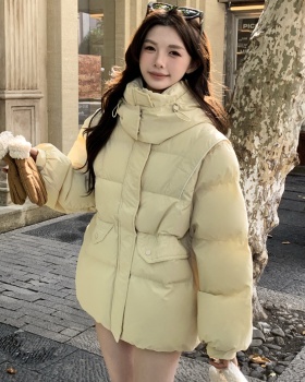 Beige Korean style winter thick short down cotton coat