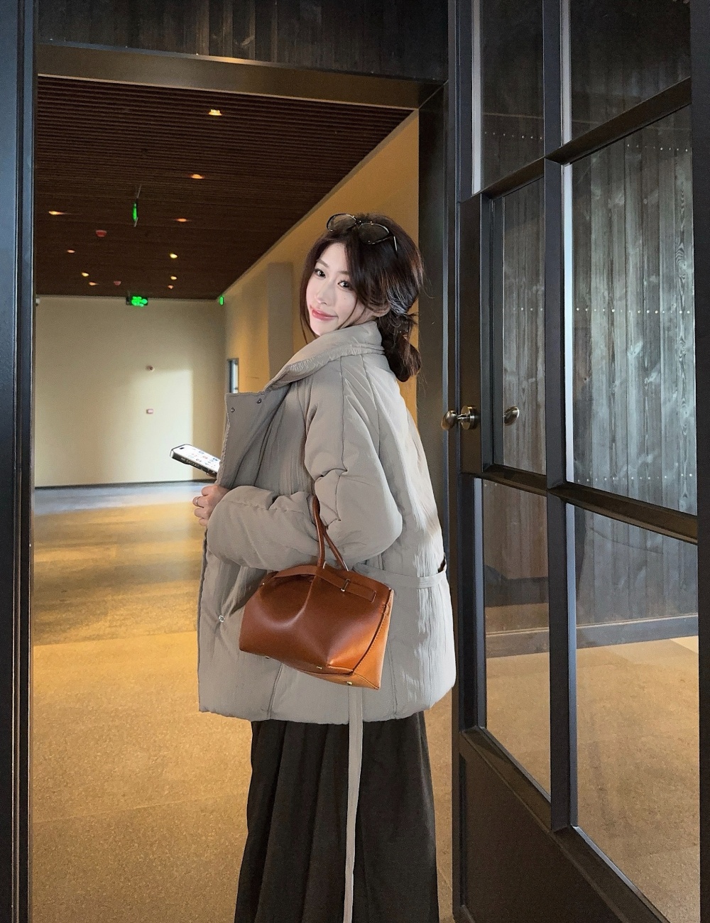 Thermal winter coat short white cotton coat