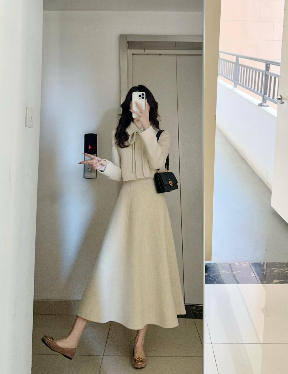 Temperament jacket slim long skirt 2pcs set for women