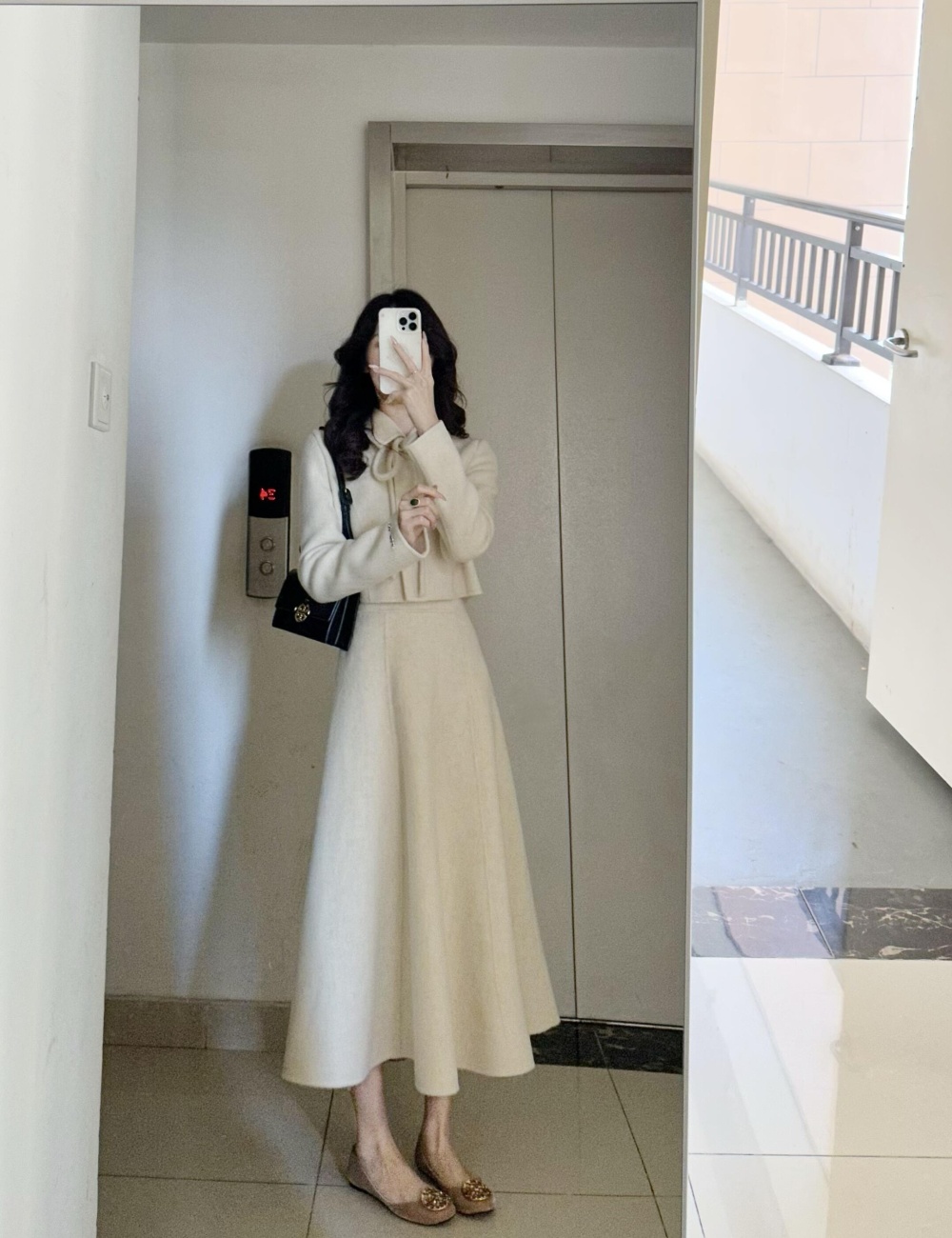 Temperament jacket slim long skirt 2pcs set for women