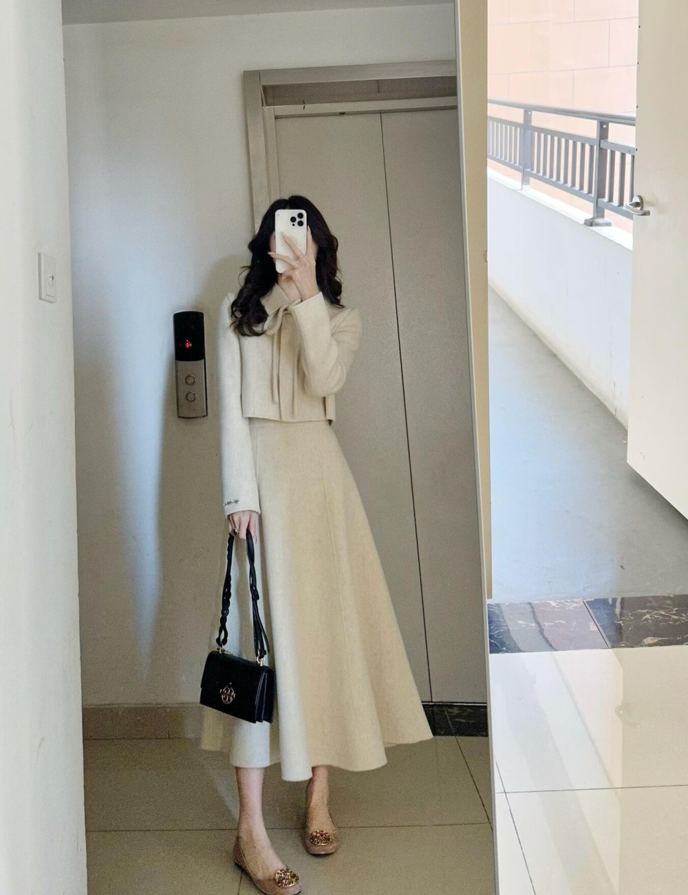 Temperament jacket slim long skirt 2pcs set for women