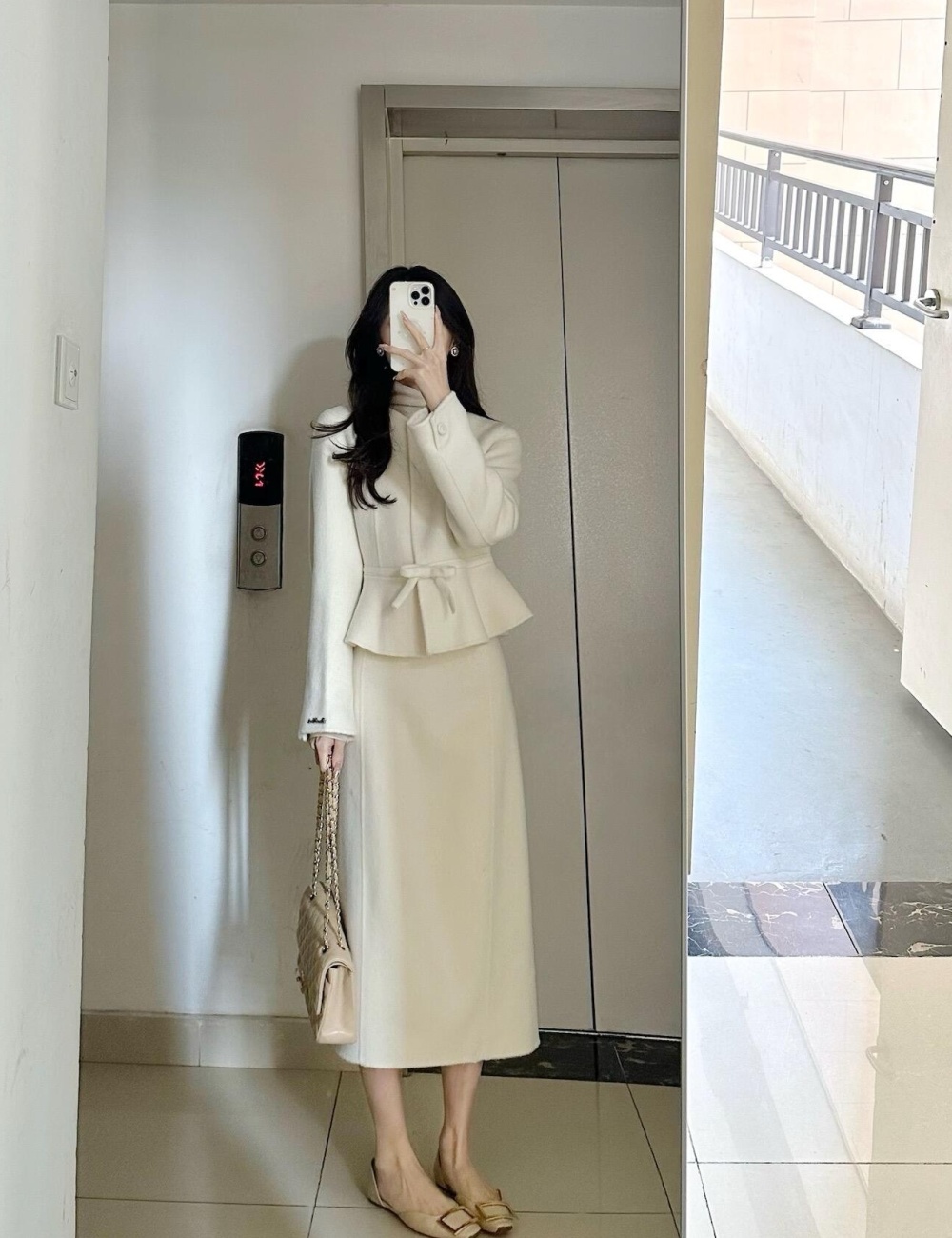 Autumn and winter skirt woolen coat 2pcs set for women