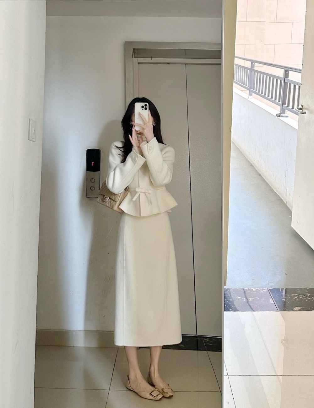 Autumn and winter skirt woolen coat 2pcs set for women