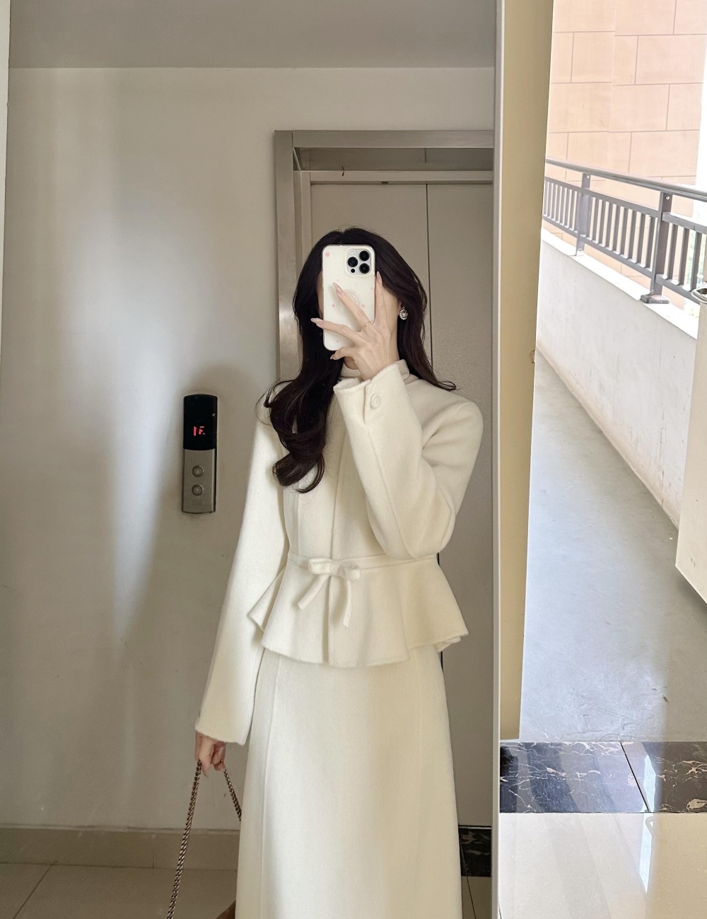 Autumn and winter skirt woolen coat 2pcs set for women