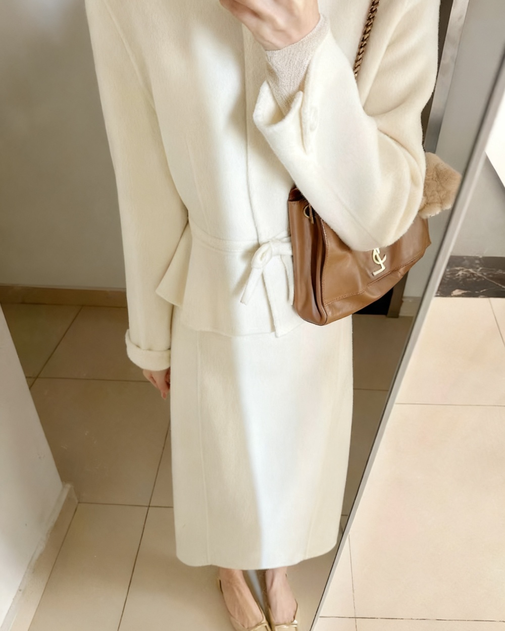 Autumn and winter skirt woolen coat 2pcs set for women