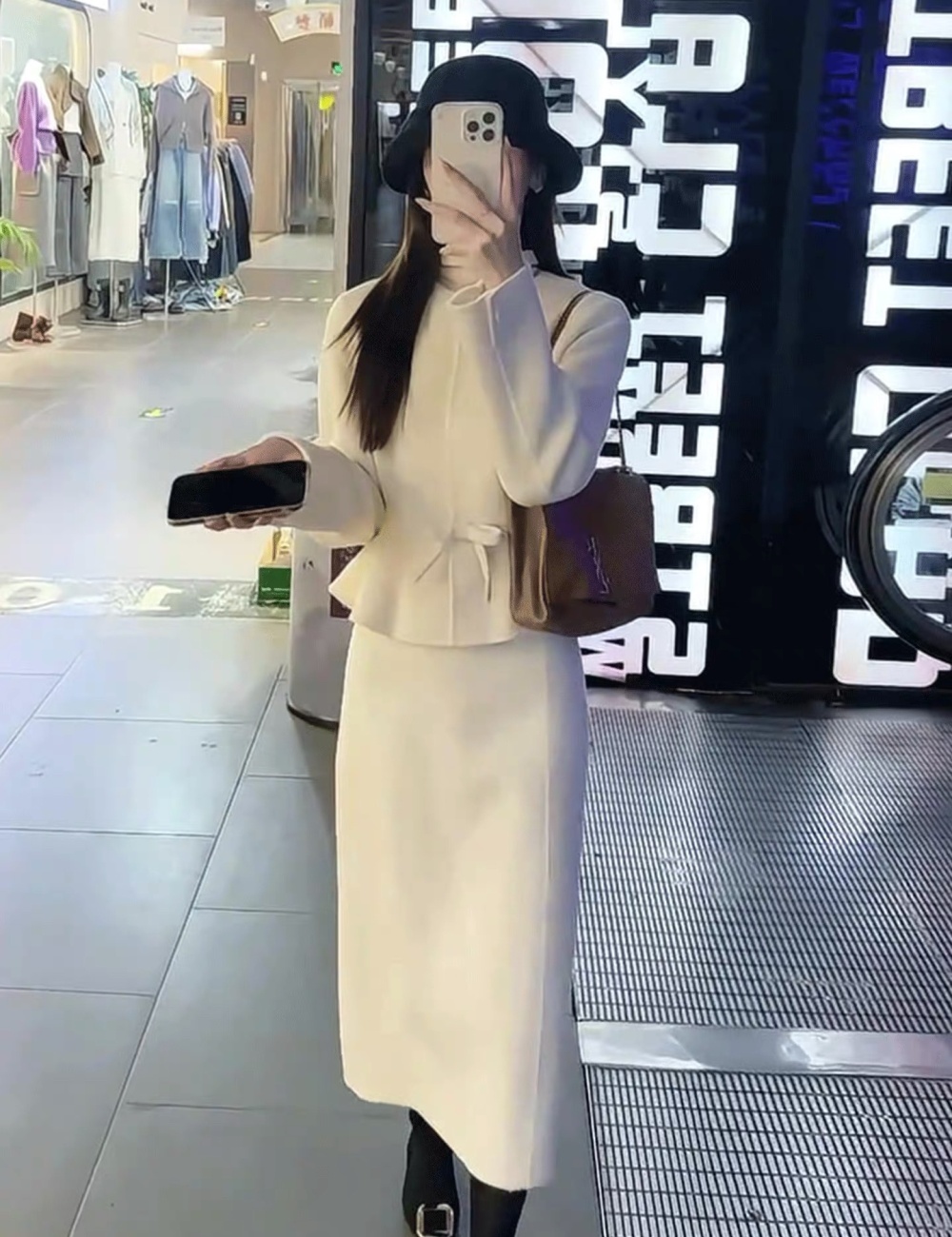 Autumn and winter skirt woolen coat 2pcs set for women