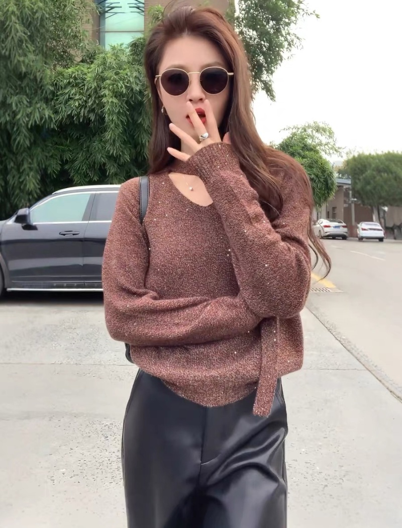 Loose France style gray sweater thick lazy tops for women