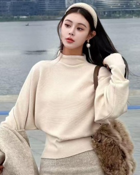 Bat sleeve all-match high collar sweater