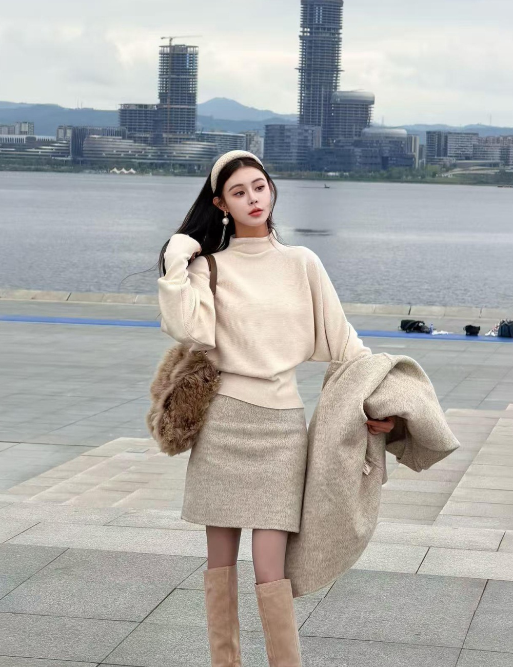 Bat sleeve all-match high collar sweater