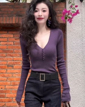 Wool knitted purple tops
