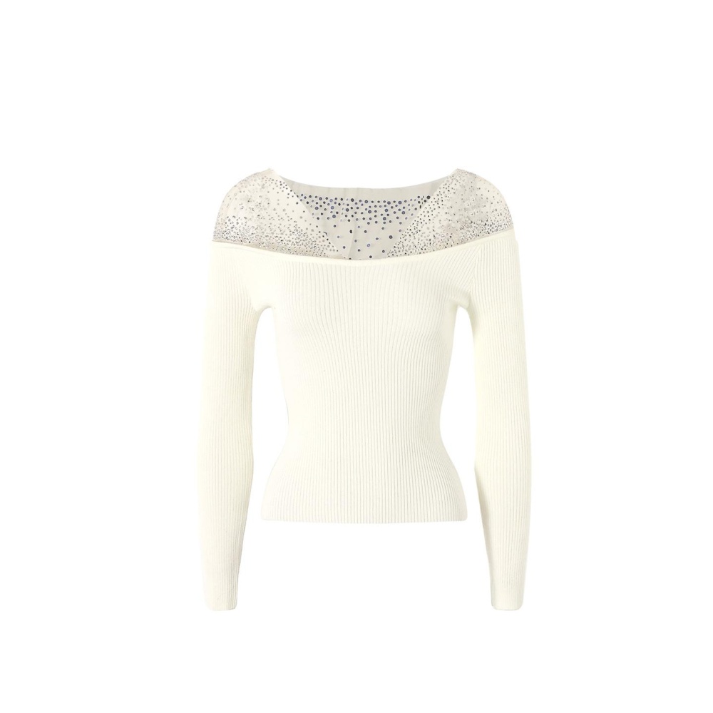 Wool rhinestone temperament pink tops