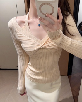 Temperament bottoming shirt Pseudo-two tops for women