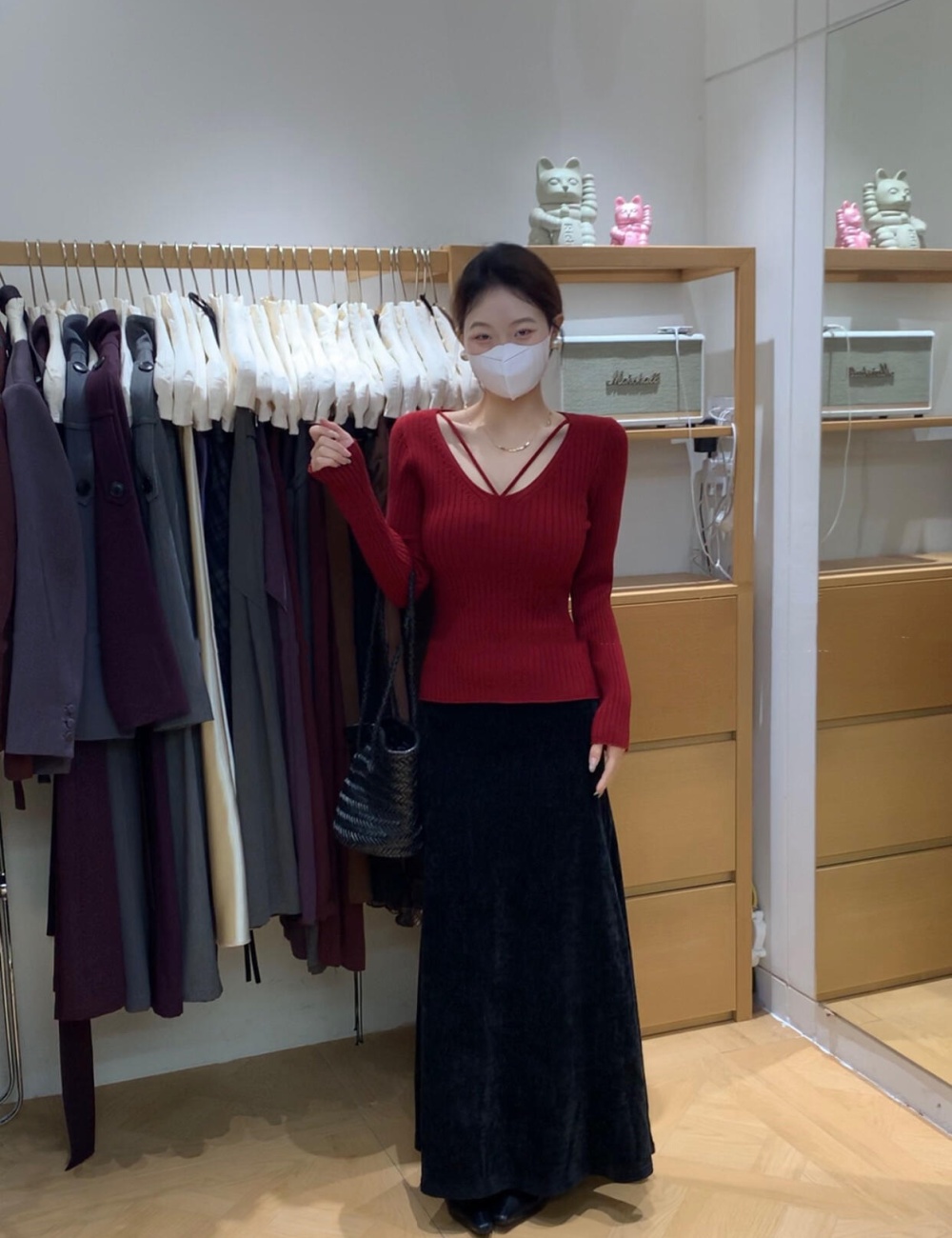 Korean style thick tops V-neck sweater for women