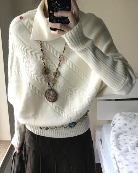 Heal hem colors beige tops lapel loose asymmetry sweater