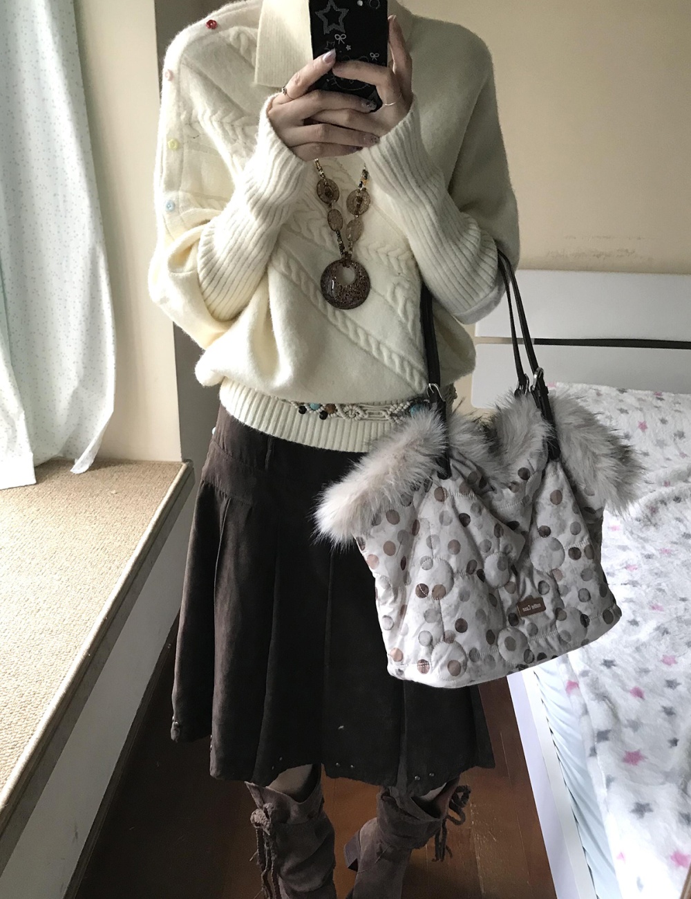 Heal hem colors beige tops lapel loose asymmetry sweater