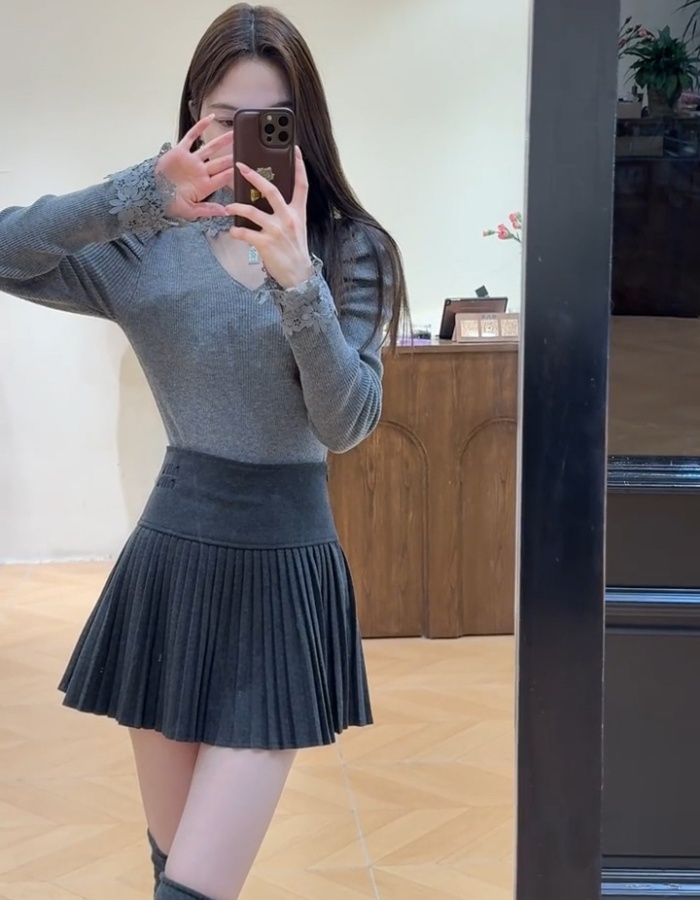 Inside the ride long sleeve sweater half high collar tops