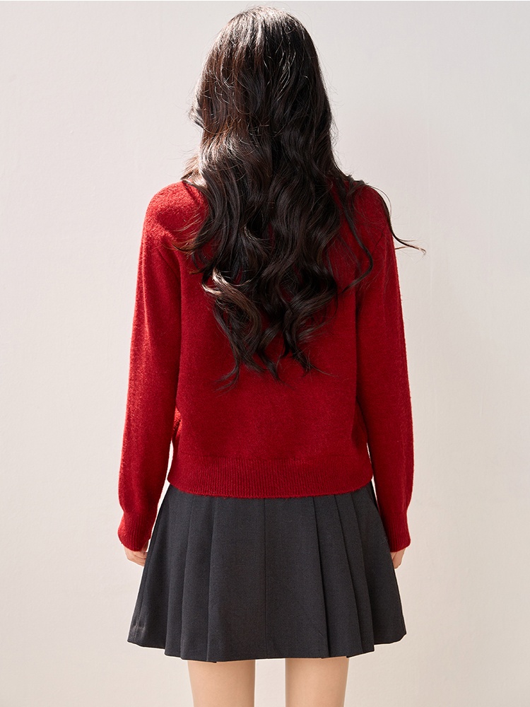 Bow Western style sweater long sleeve temperament tops