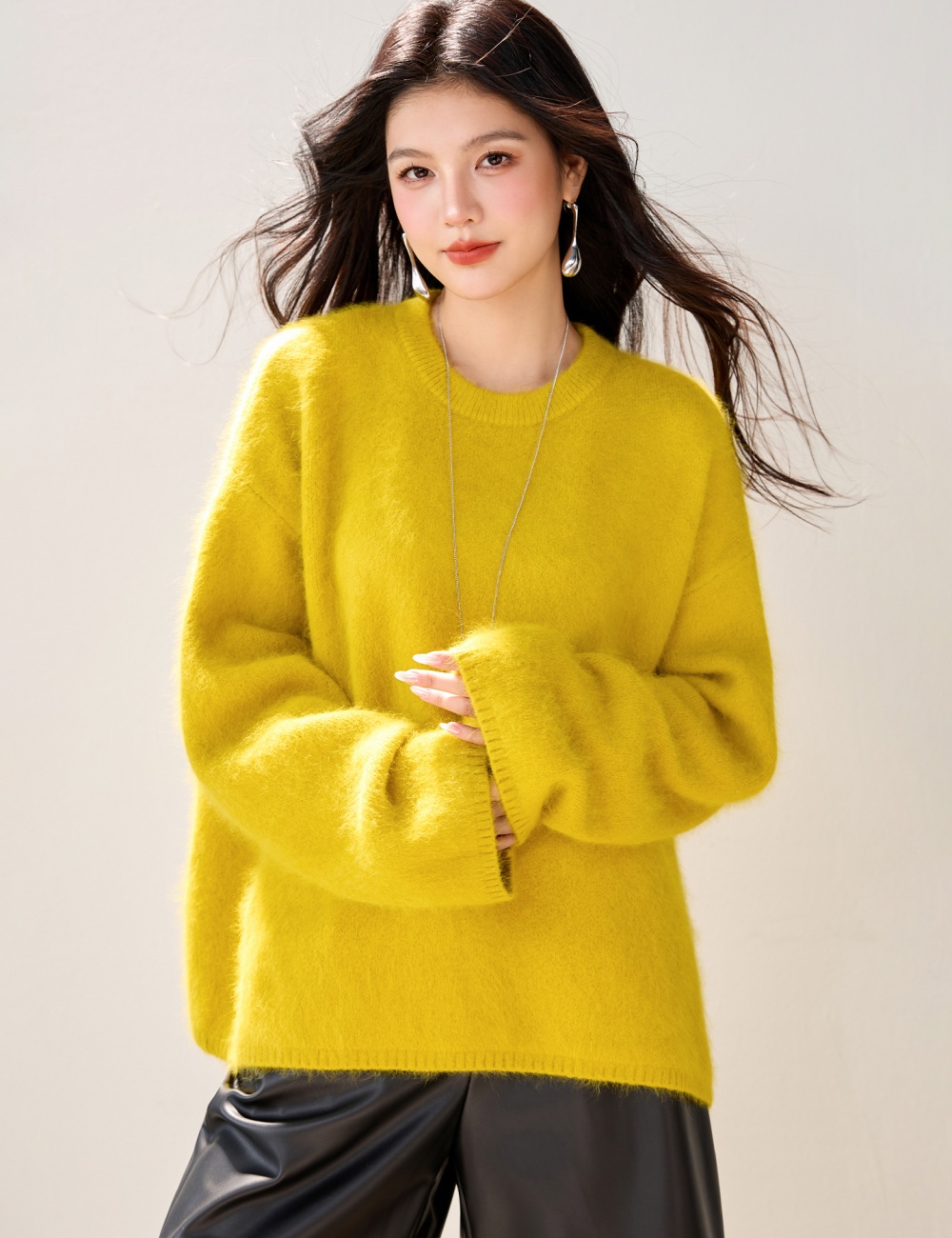 Lazy Korean style tops pullover thermal sweater for women