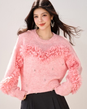 Pullover knitted tops jacquard autumn and winter sweater for women
