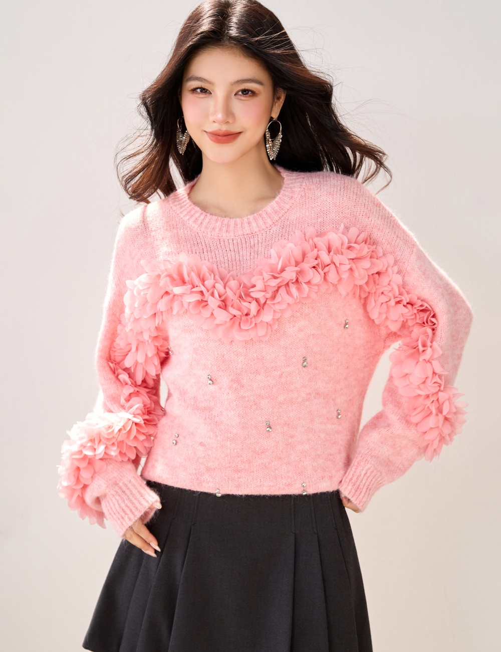 Pullover knitted tops jacquard autumn and winter sweater for women