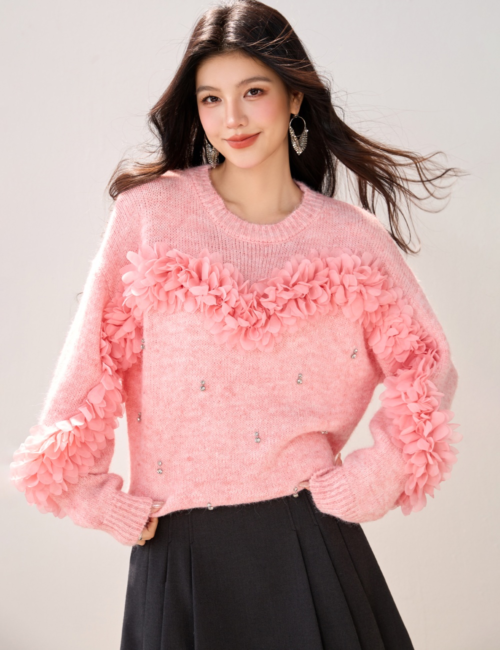 Pullover knitted tops jacquard autumn and winter sweater for women