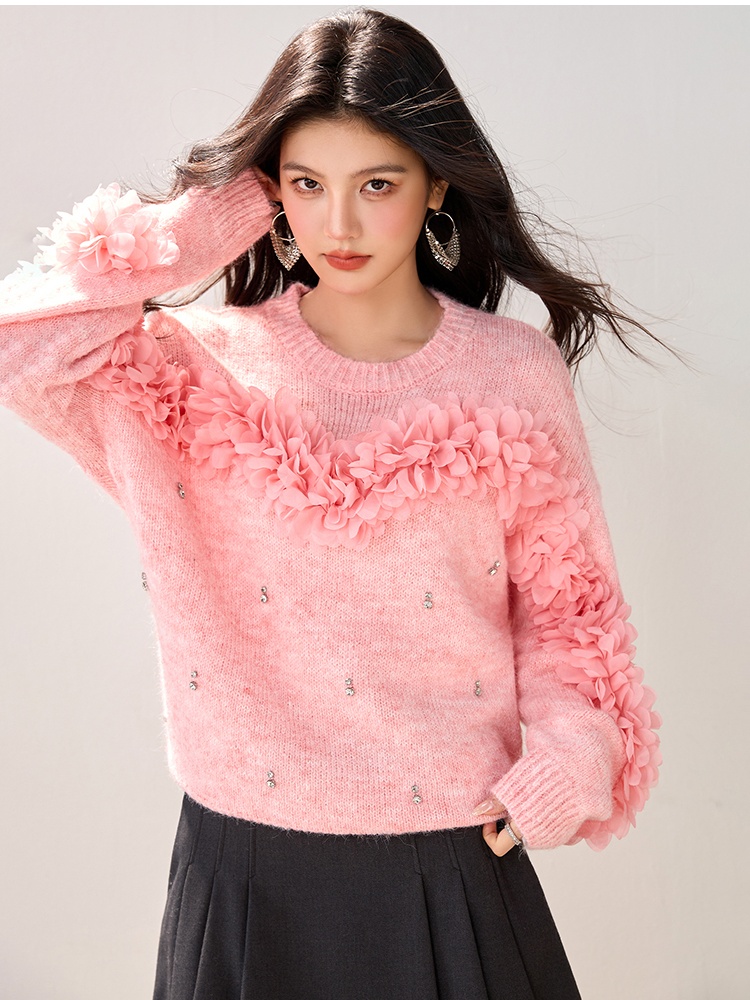 Pullover knitted tops jacquard autumn and winter sweater for women