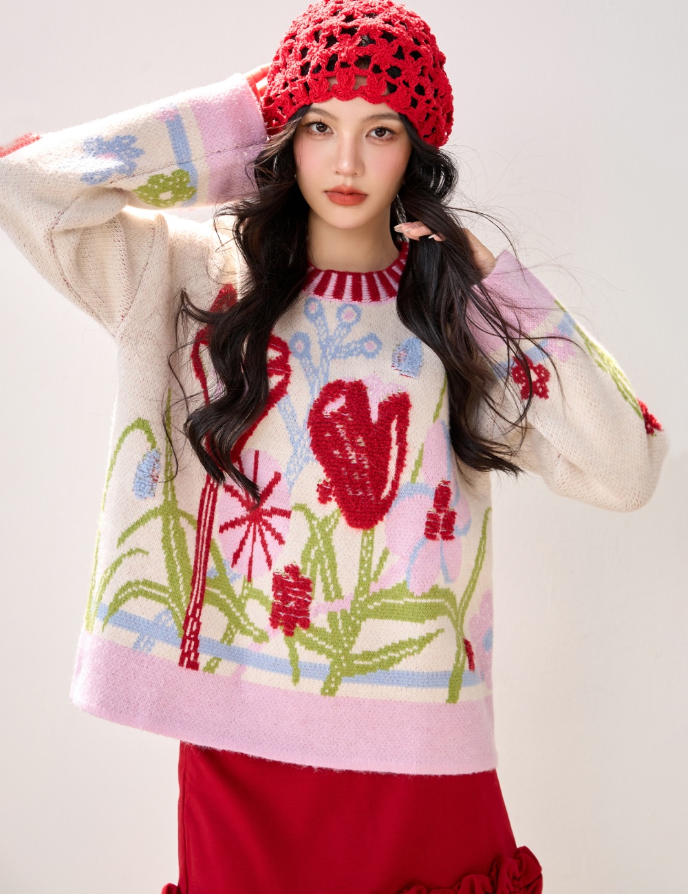 Embroidery tops all-match sweater for women