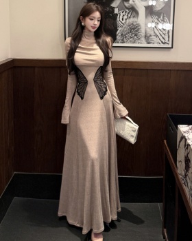 Slim sexy dress retro pinched waist shawl 2pcs set for women