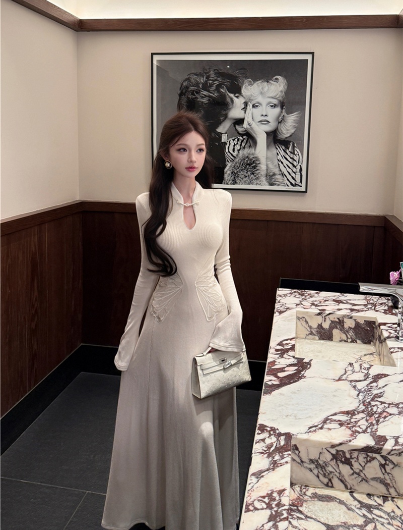 Slim sexy dress retro pinched waist shawl 2pcs set for women