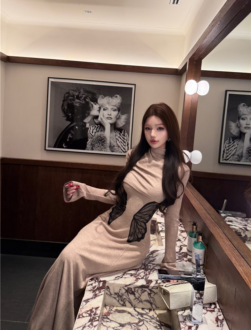 Slim sexy dress retro pinched waist shawl 2pcs set for women