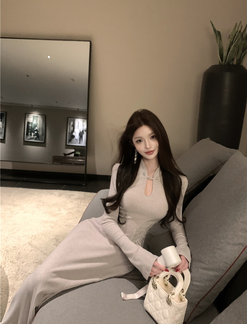 Slim sexy dress retro pinched waist shawl 2pcs set for women