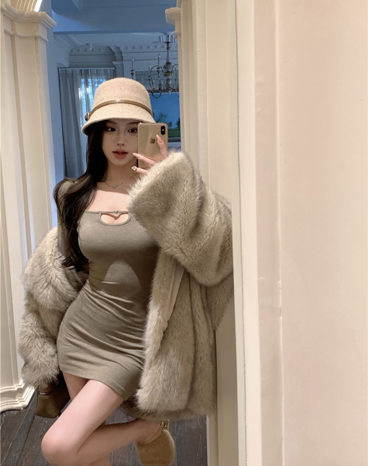 Slim sexy T-back square collar package hip dress for women