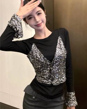 Long sleeve T-shirt retro bottoming shirt for women