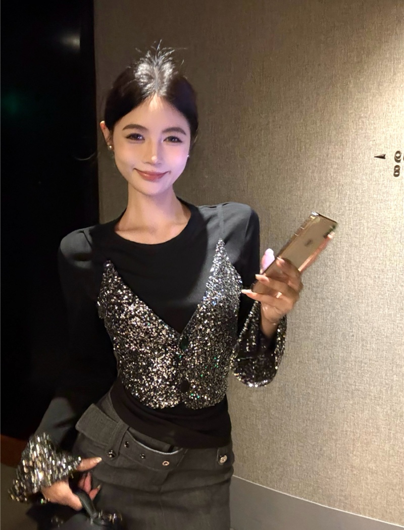 Long sleeve T-shirt retro bottoming shirt for women