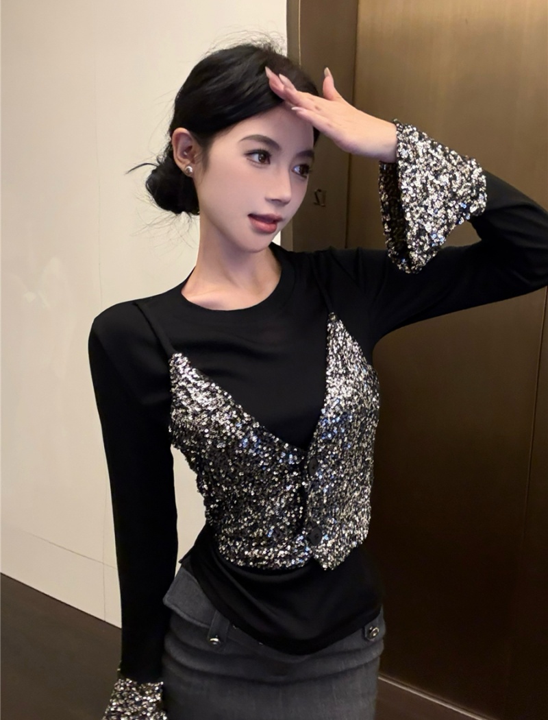 Long sleeve T-shirt retro bottoming shirt for women