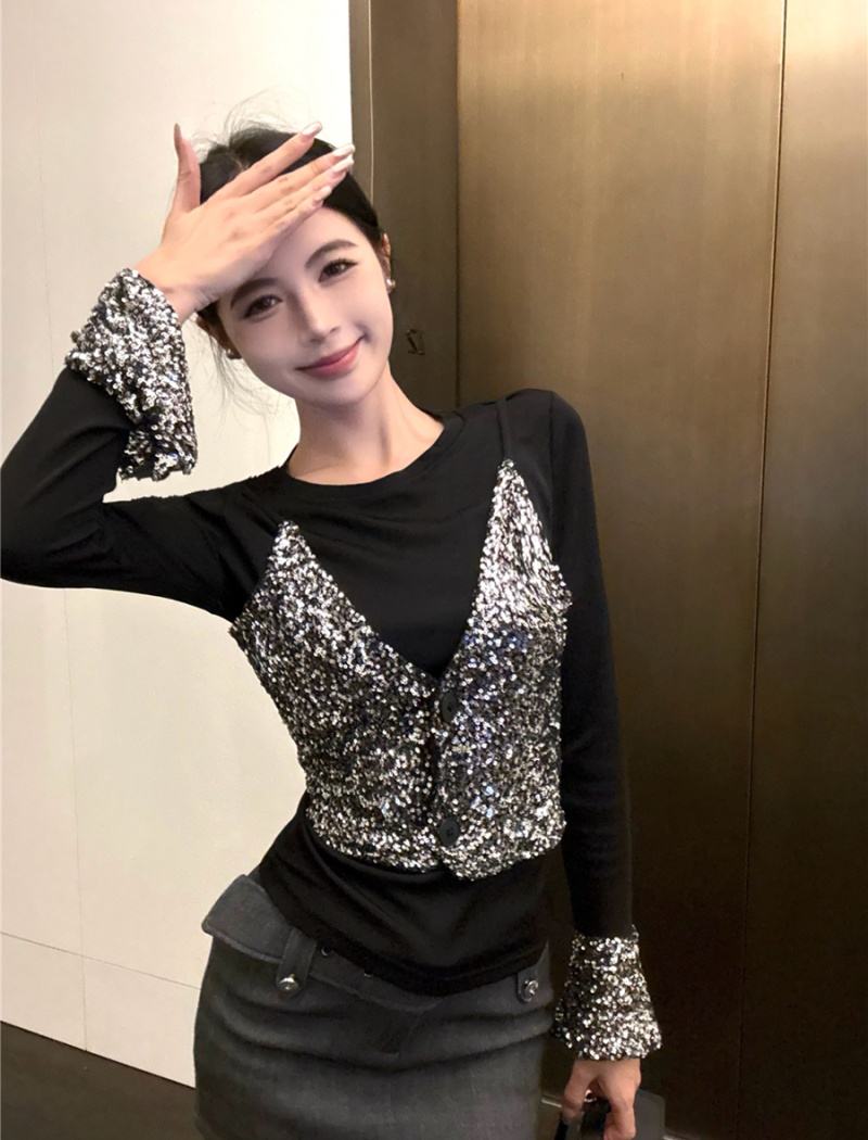 Long sleeve T-shirt retro bottoming shirt for women