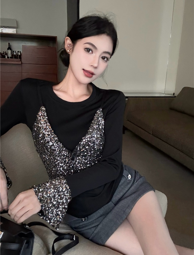 Long sleeve T-shirt retro bottoming shirt for women