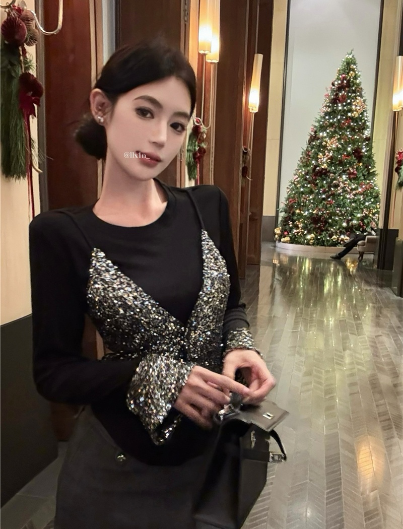 Long sleeve T-shirt retro bottoming shirt for women