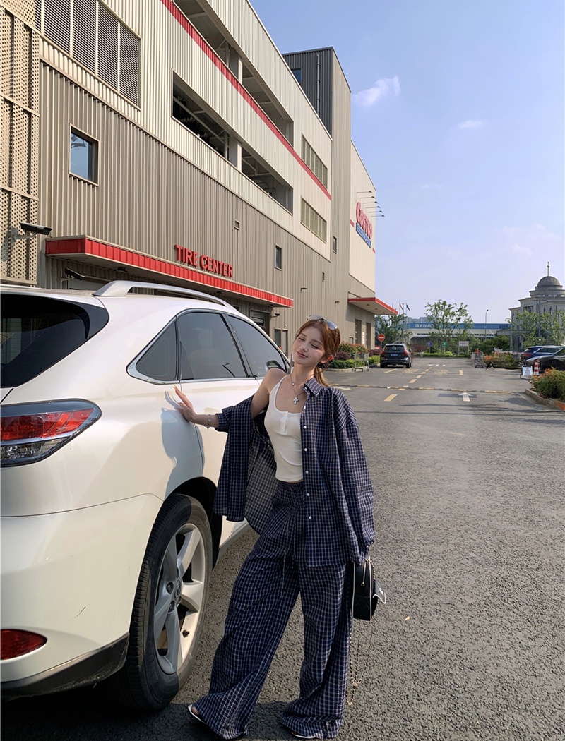 Sunscreen long pants fashion coat 2pcs set for women