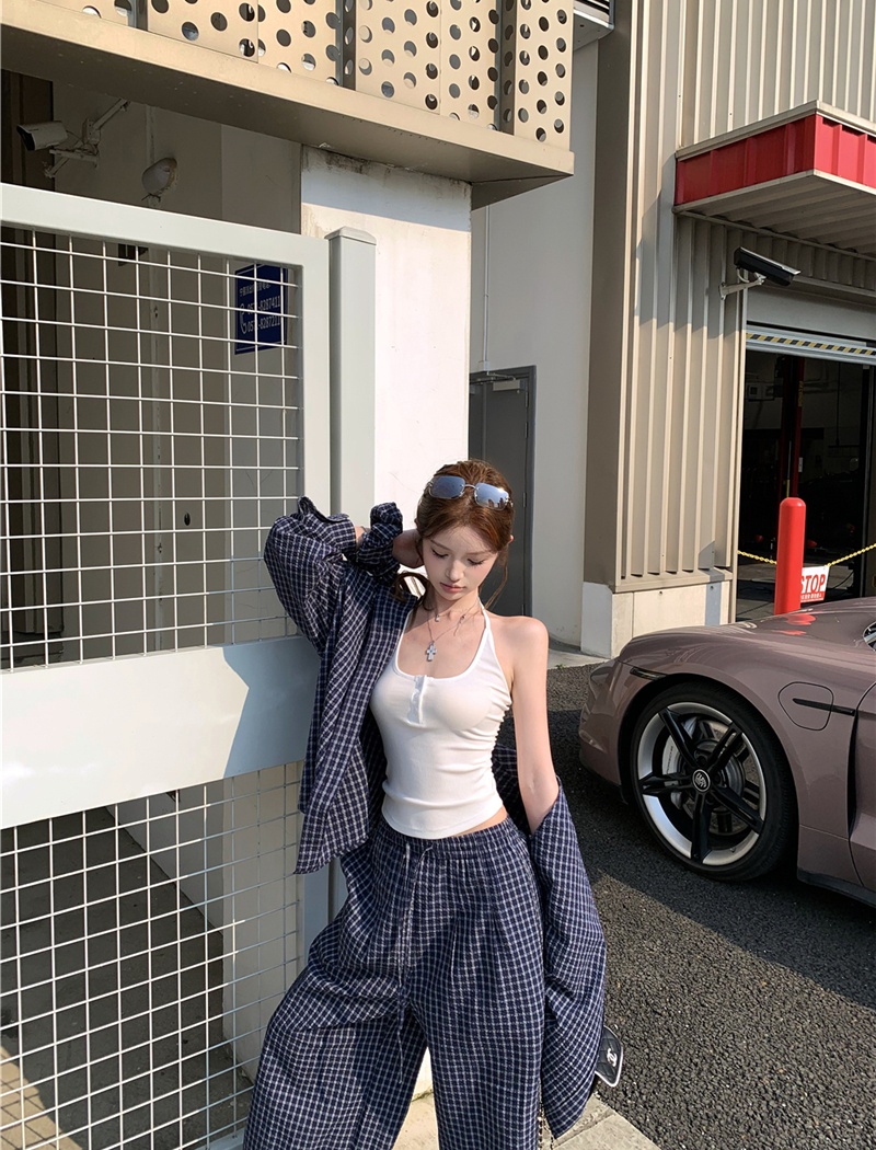 Sunscreen long pants fashion coat 2pcs set for women